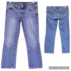 AEO Artist Blue Jeans Women’s Size 4 Light Wash Mid- Low Rise Stretch 5 Pockets